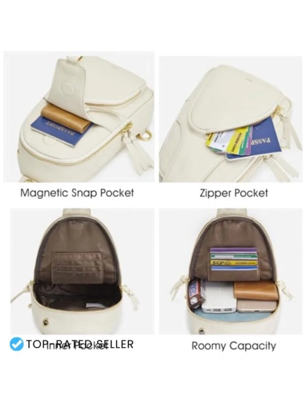 Leather Sling Bag Crossbody Fanny Pack RFID Blocking Minimal Chic Travel new